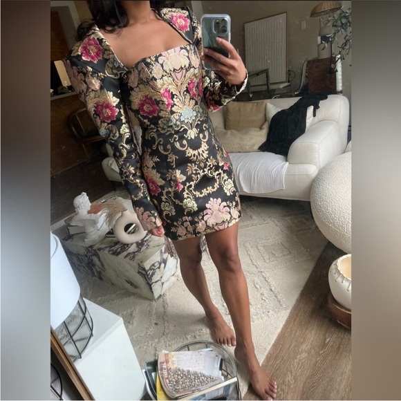 NWOT HOUSE OF CB 'Mona' Jacquard Boned Bustier Long Sleeve Mini Dress Size XS - Picture 11 of 16